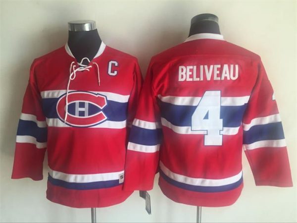 Kinder Montreal Canadiens Eishockey Trikot Retro Beliveau #4 Red